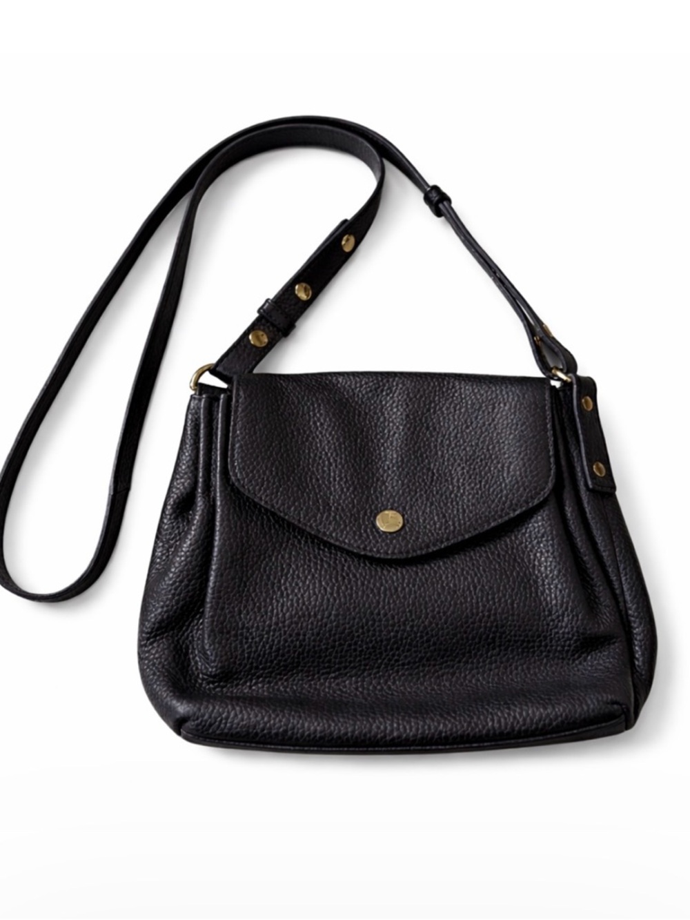 ECCO Black Pebbled Leather Crossbody Shoulder Bag